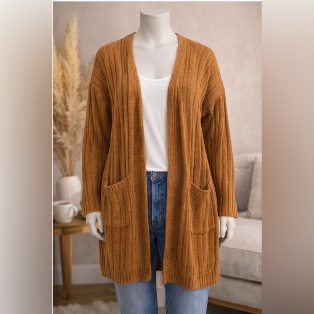 Olive & Oak Tan Ribbed Cardigan